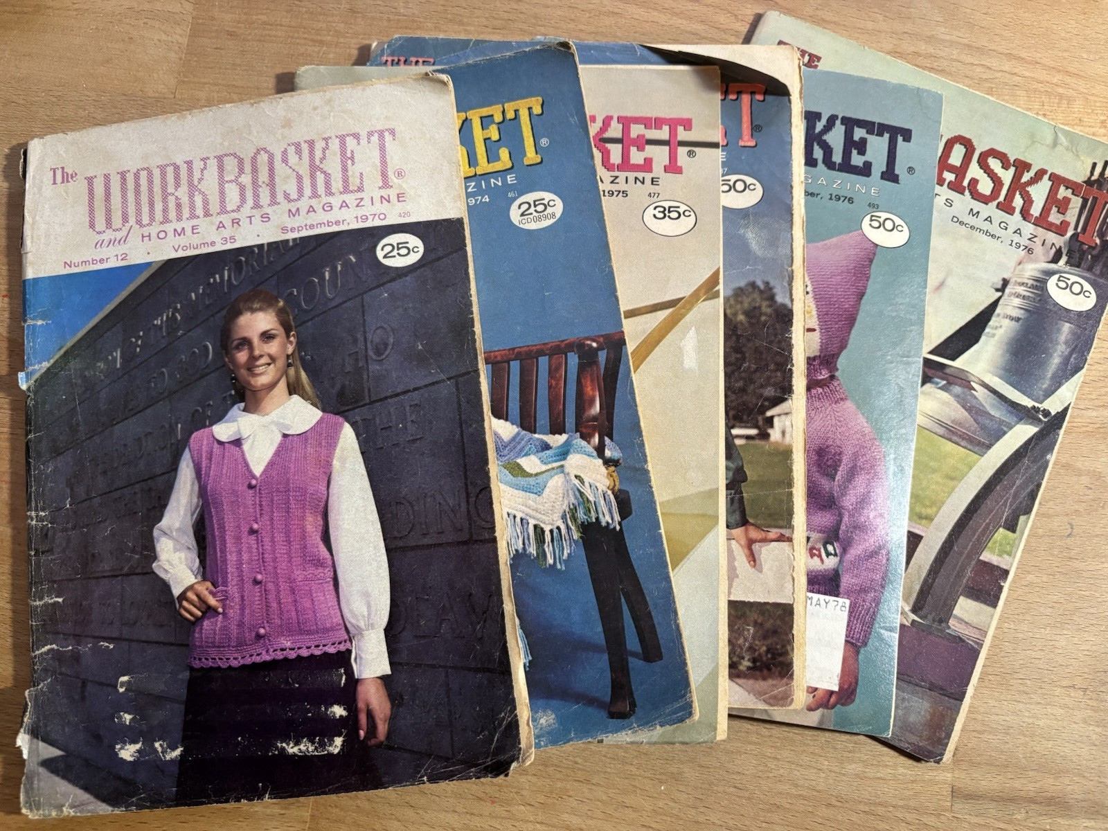 Vintage The Workbasket Magazine Lot 1970s Crochet Sewing Needlework 6 Issues