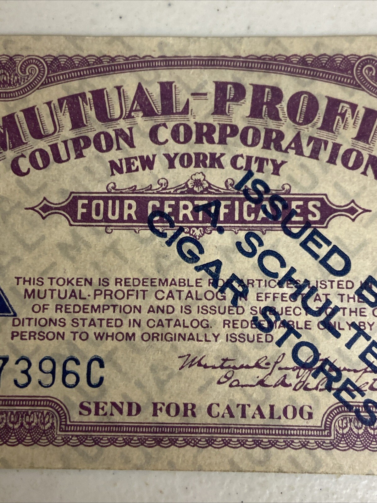 Mutual Profit Coupon Corporation New York City, NY 20 Coupons Cigar Store