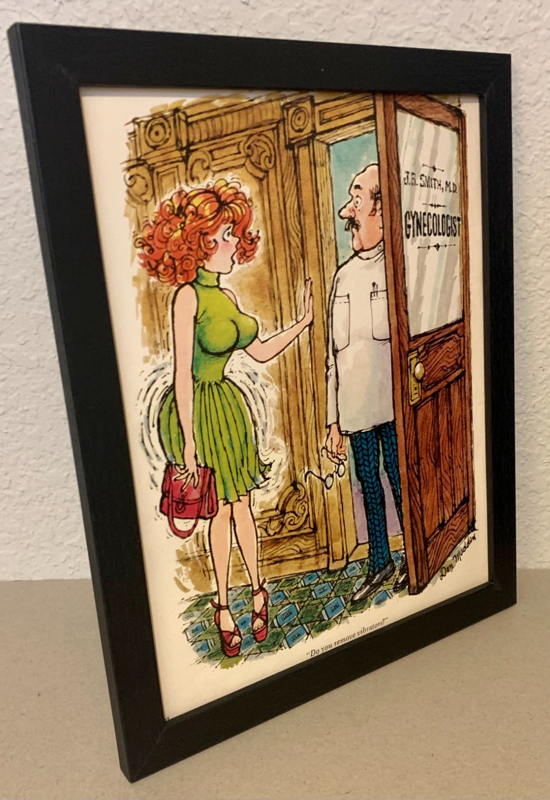 Playboy cartoon – Do you remove vibrators? – 1970 – FRAMED – FREE SHIP.