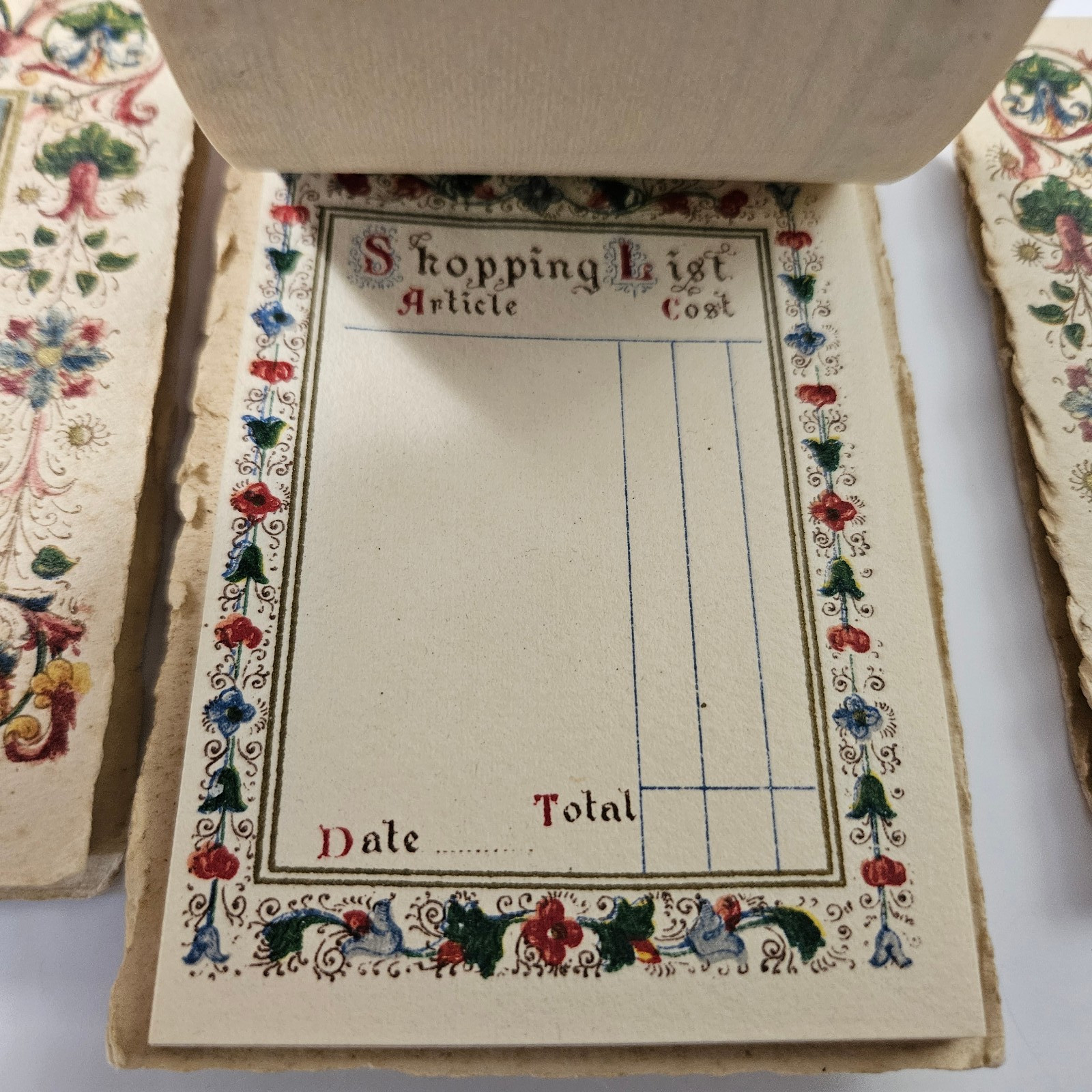 3 Vintage Different Graphic’s Shopping Note Pads Made In Italy
