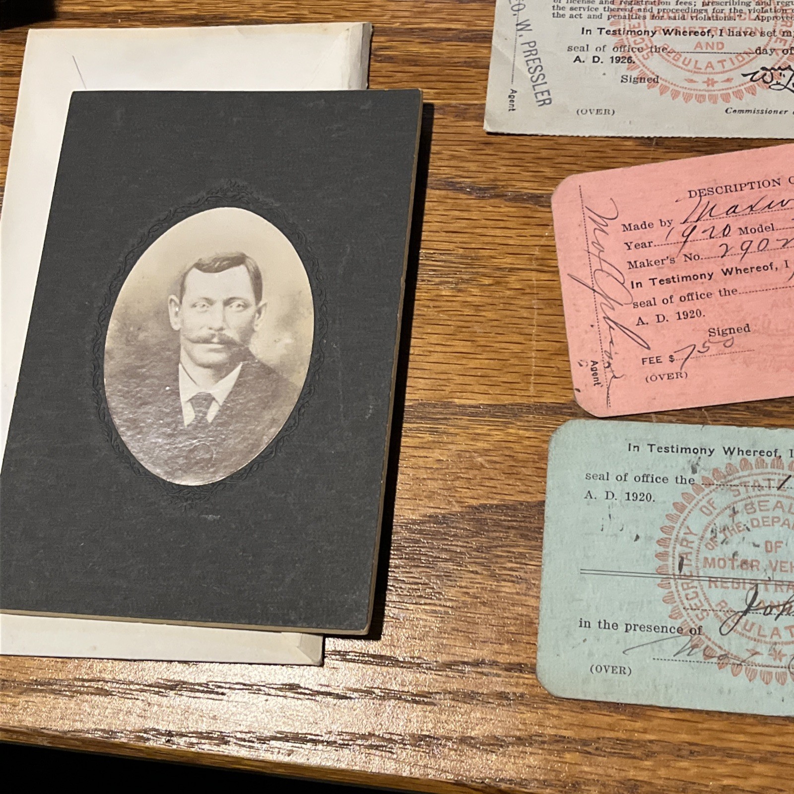 1926 New Jersey Auto Driver’s License – mix of 1920s vehicle registration