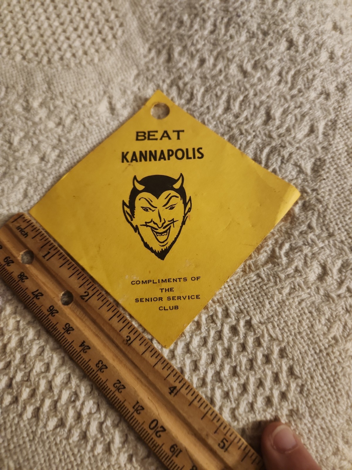 1980s RJ Reynolds High School Beat Kannapolis Paper Hang Tag Winston-Salem NC