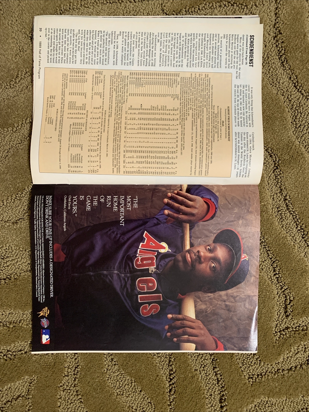 MLB Hall of Fame 50th Annual Program 1989 Yaz Bench Schoendienst Barlick