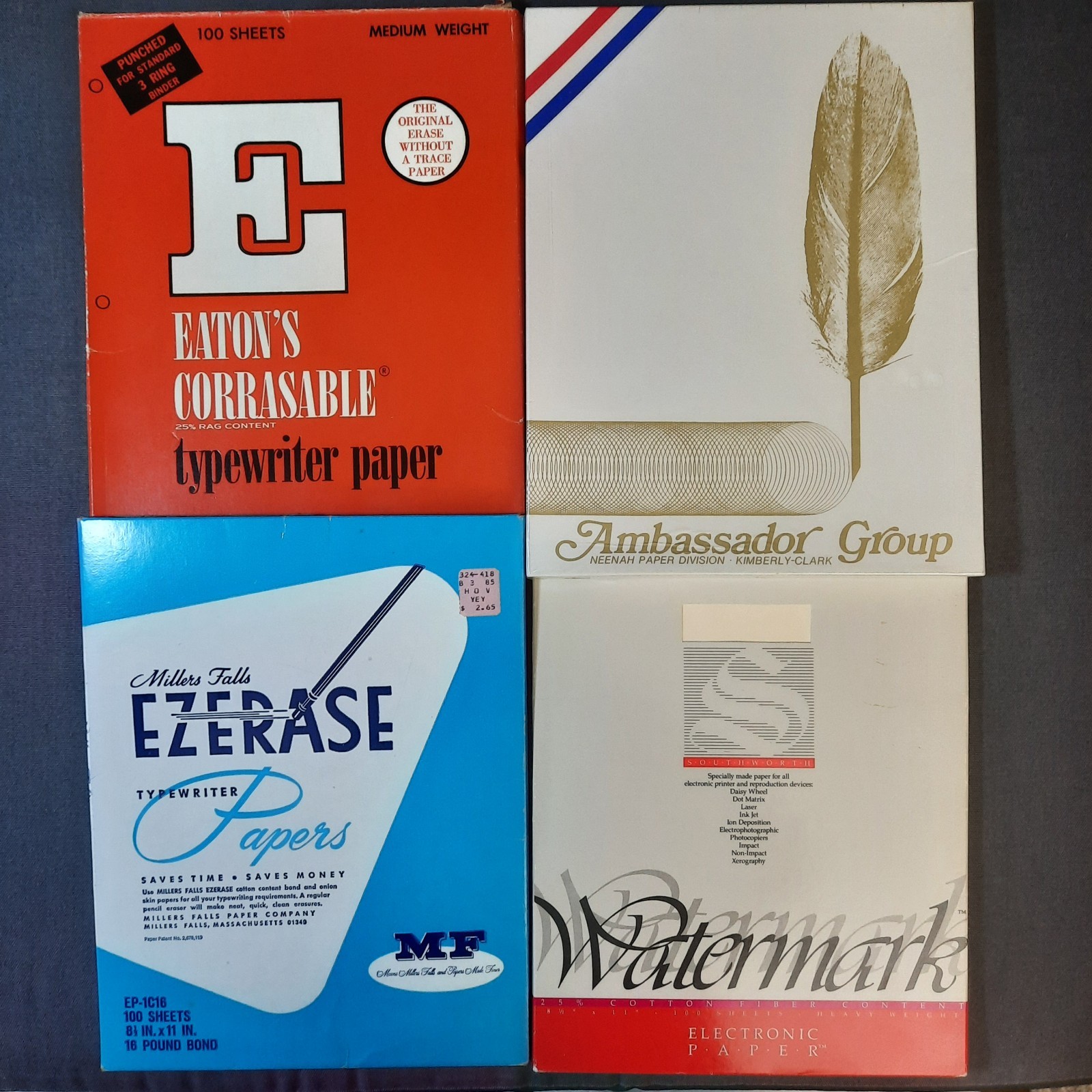 Typewriter Mixed Paper Lot New Partial and Weathered Cotton Onion Skin Watermark