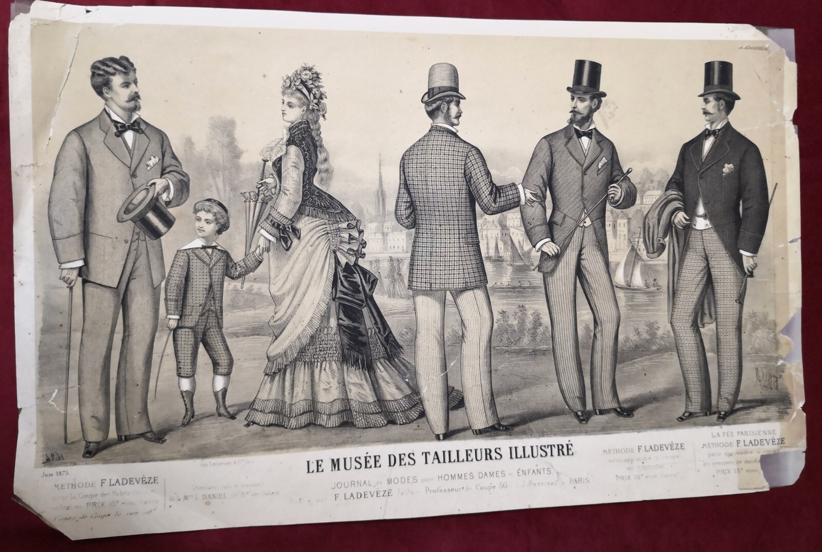 TWO ORIGINAL 19th Century FRENCH ANTIQUE PRINTS – MEN’S FASHION (Set C)