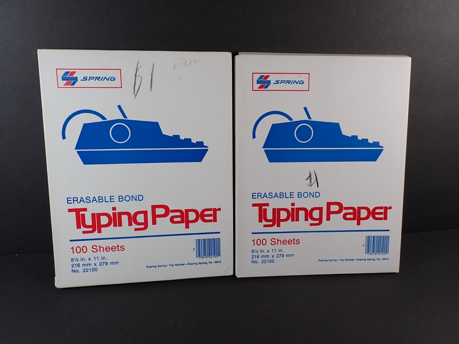 Erasable Bond Typewriter Paper Spring Brand No. 22100 2 Packs 200 Sheets Total