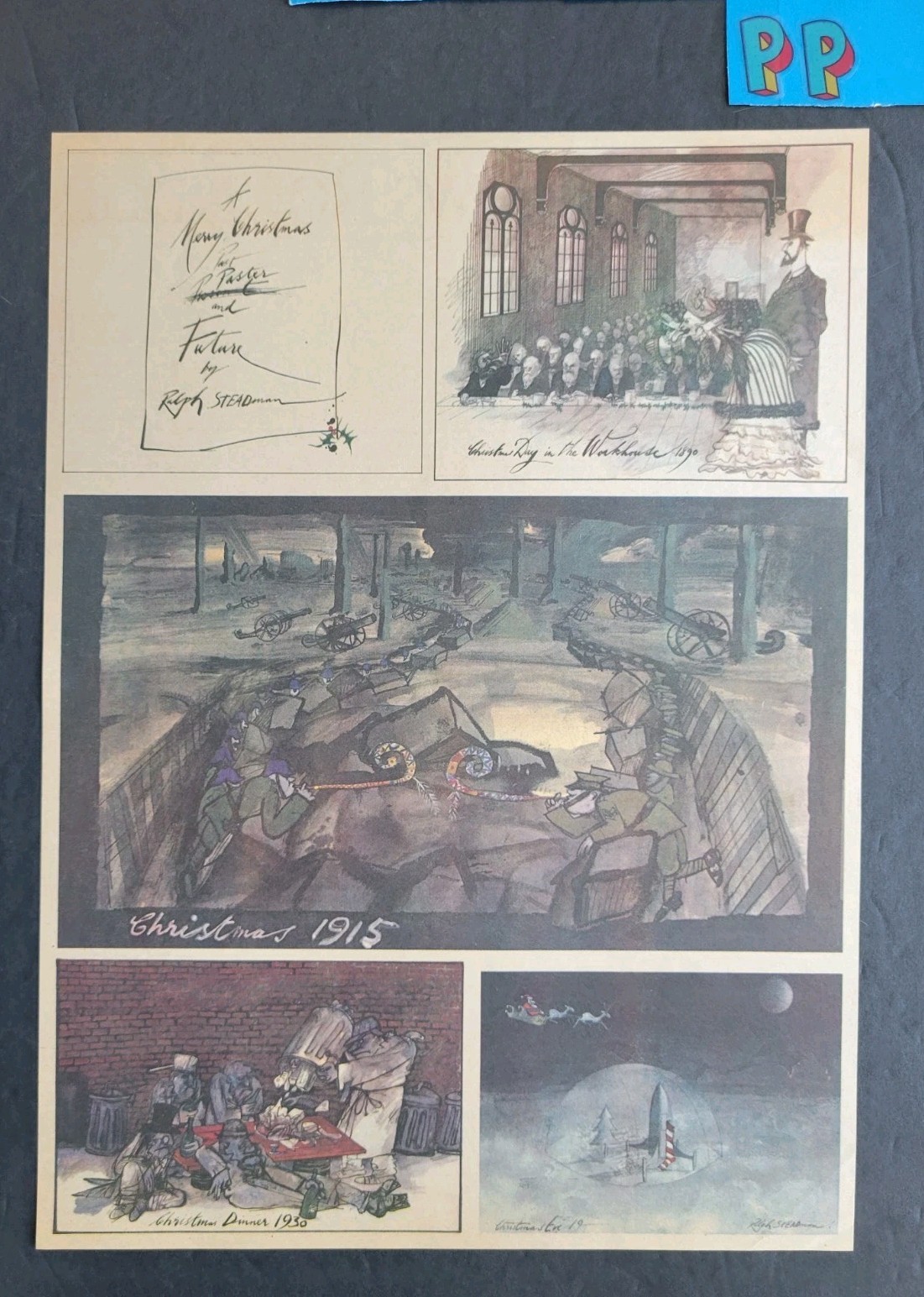 Ralph Steadman Christmas Themed Cartoon Strip Magazine Page Circa 1974