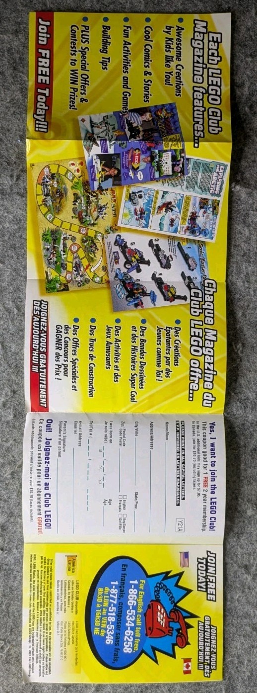 LEGO Club Mail-In Insert 2001 – Join the LEGO Club Flyer – Original Vintage