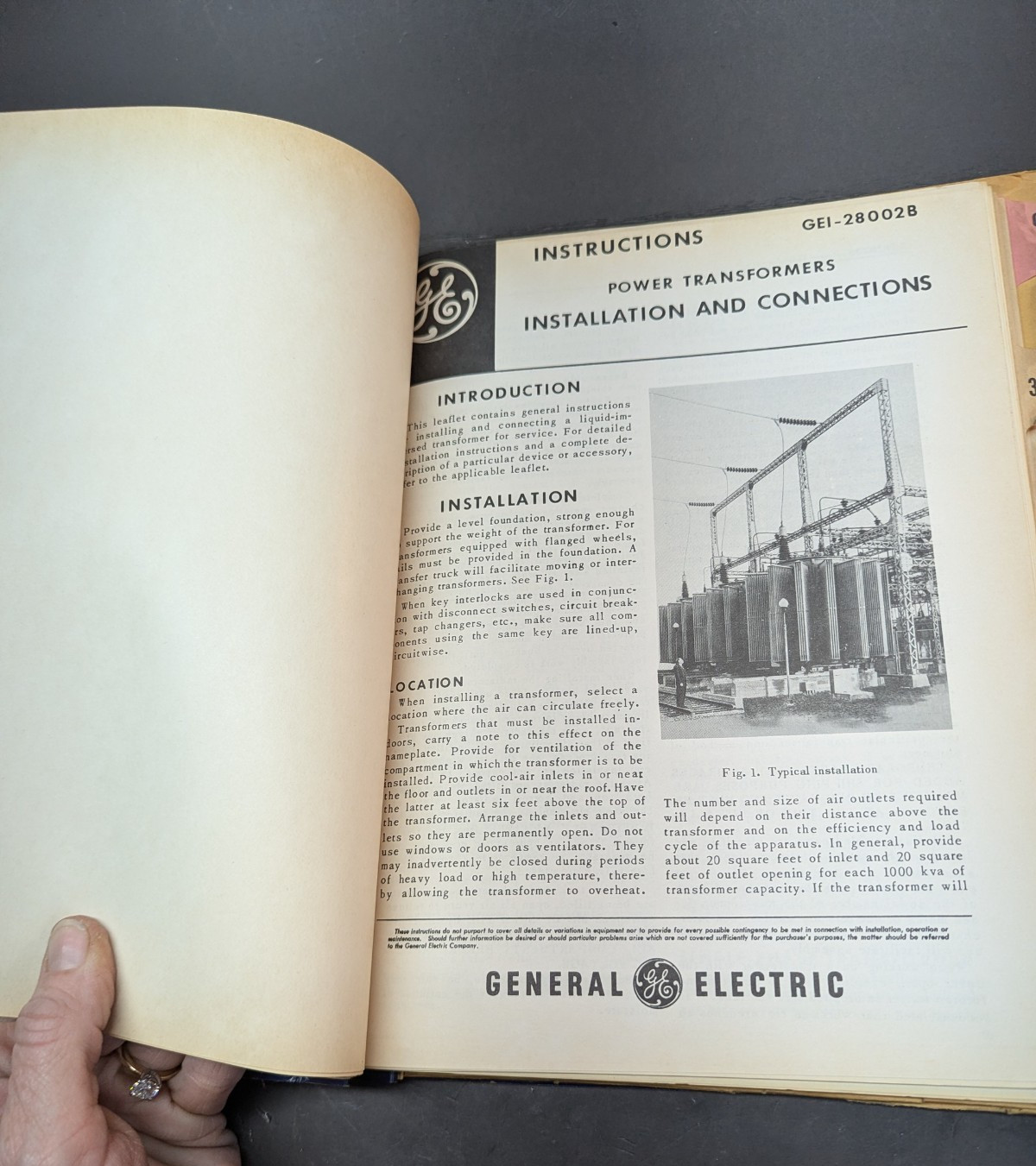 Vintage GE General Electric Instruction Manual Power Transformer January 1969