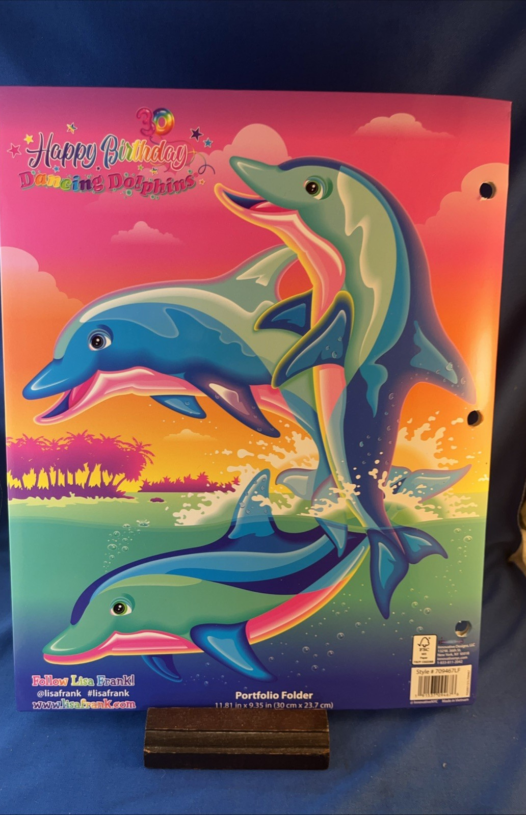 LISA FRANK 30th Anniversary Happy Birthday Dancing Dolphins 3 HOLE FOLDER – 2021