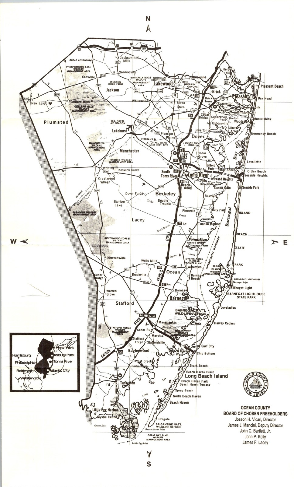 1993 Ocean County NJ Tri-Fold Brochure Map Clerk Haines Historical Essay