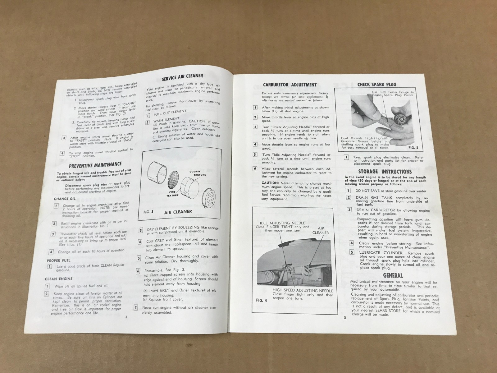 Vintage Craftsman Operating Instructions & Parts List For 4-Cycle Gas Engines