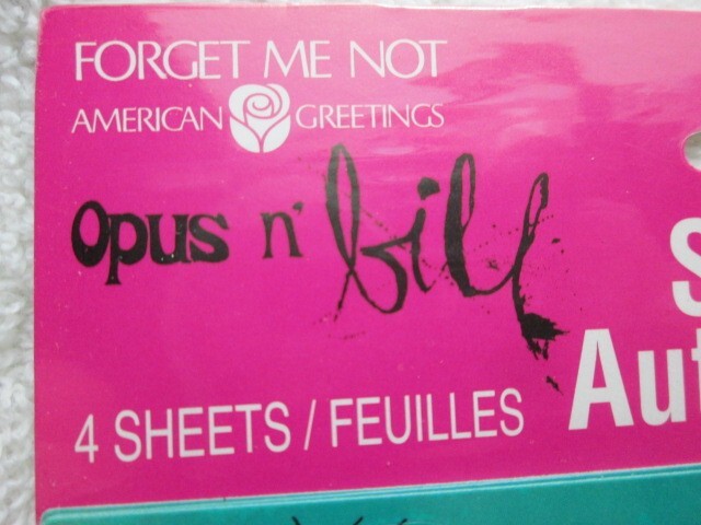 American Greetings Forget Me Not Opus N’ Bill Stickers, 4 Sheets, 40 Stickers