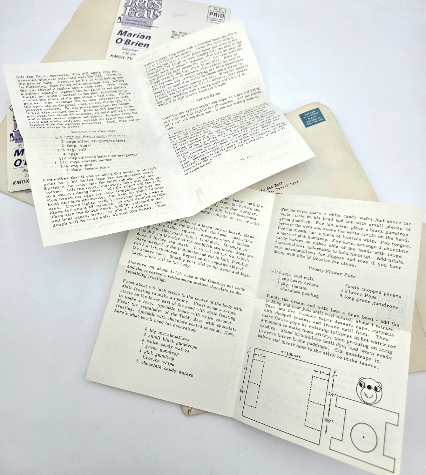 Marian OBrien Lets Eat Recipe Cards 1962 Laclede Gas VTG TV Mailer Lot 11