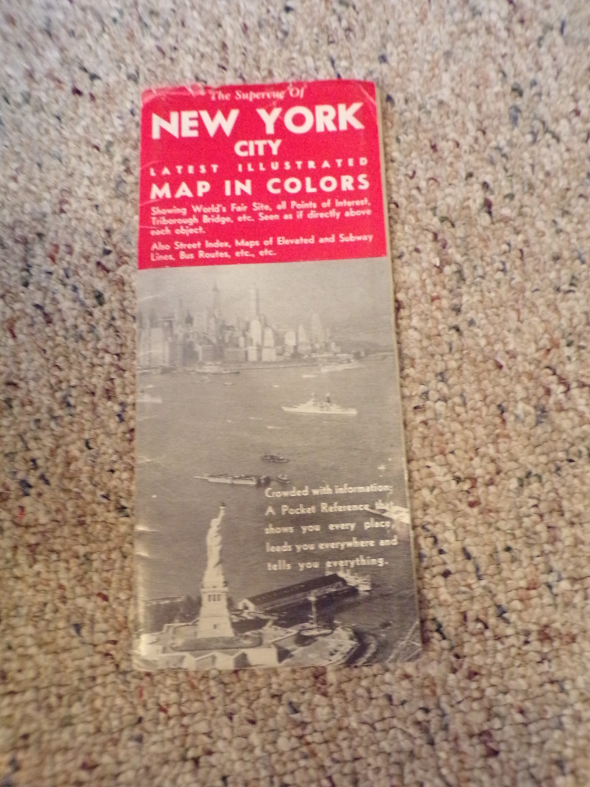 1938 New York City Illustrated Map World’s Fair Site Street Index Transportation