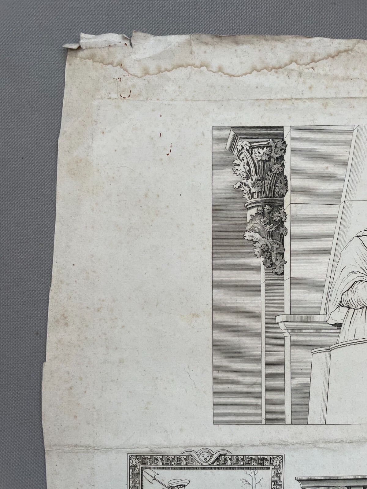 Antique Engraving, Tomb of Jacques Amyot in Auxerre Cathedral