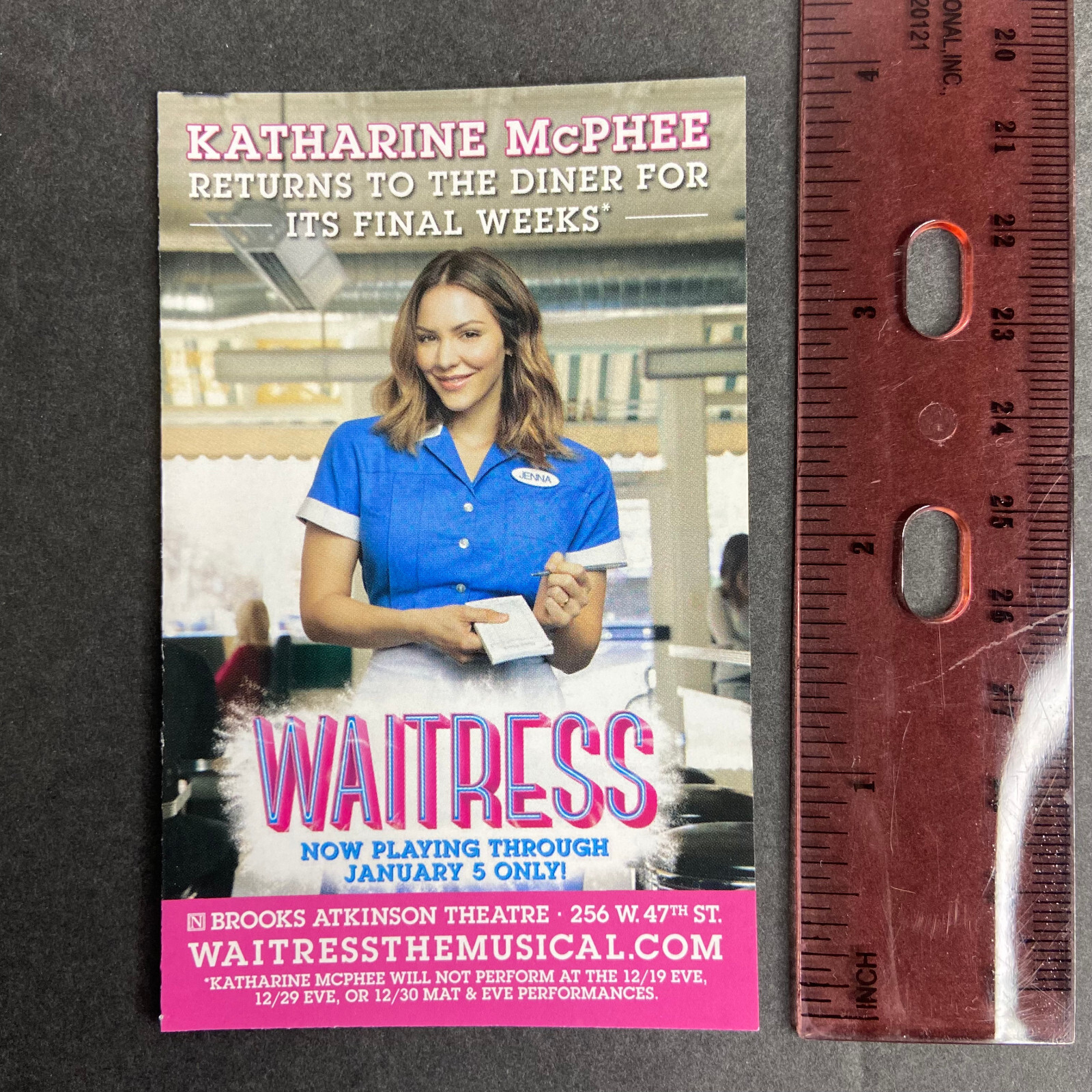 Waitress Katharine McPhee Promo Ad Flyer Handbill Pocket New York City Broadway