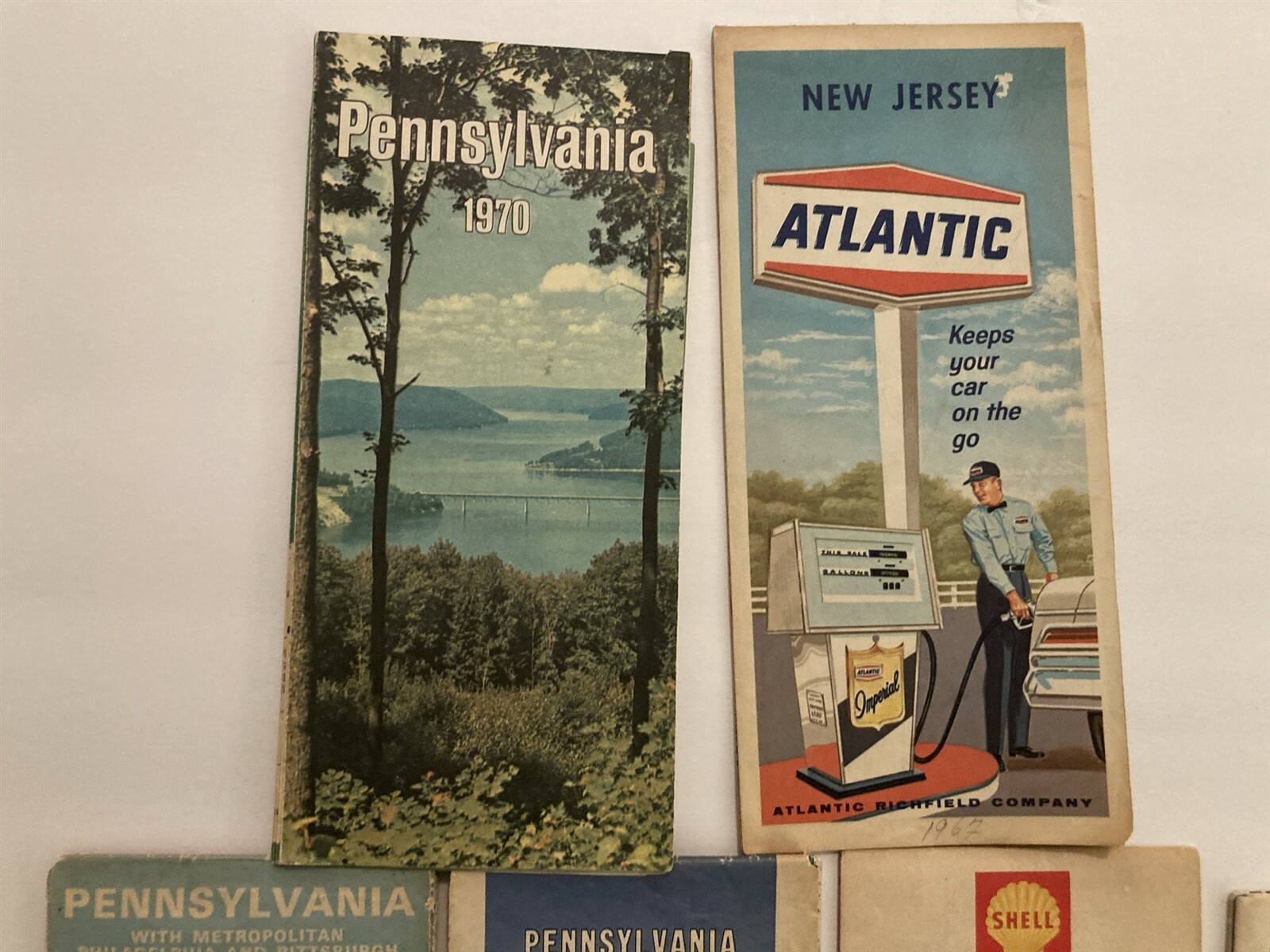 1960s 1970’s New Jersey Pennsylvania Maine Delaware Maps Exxon Hess Atlantic Vtg