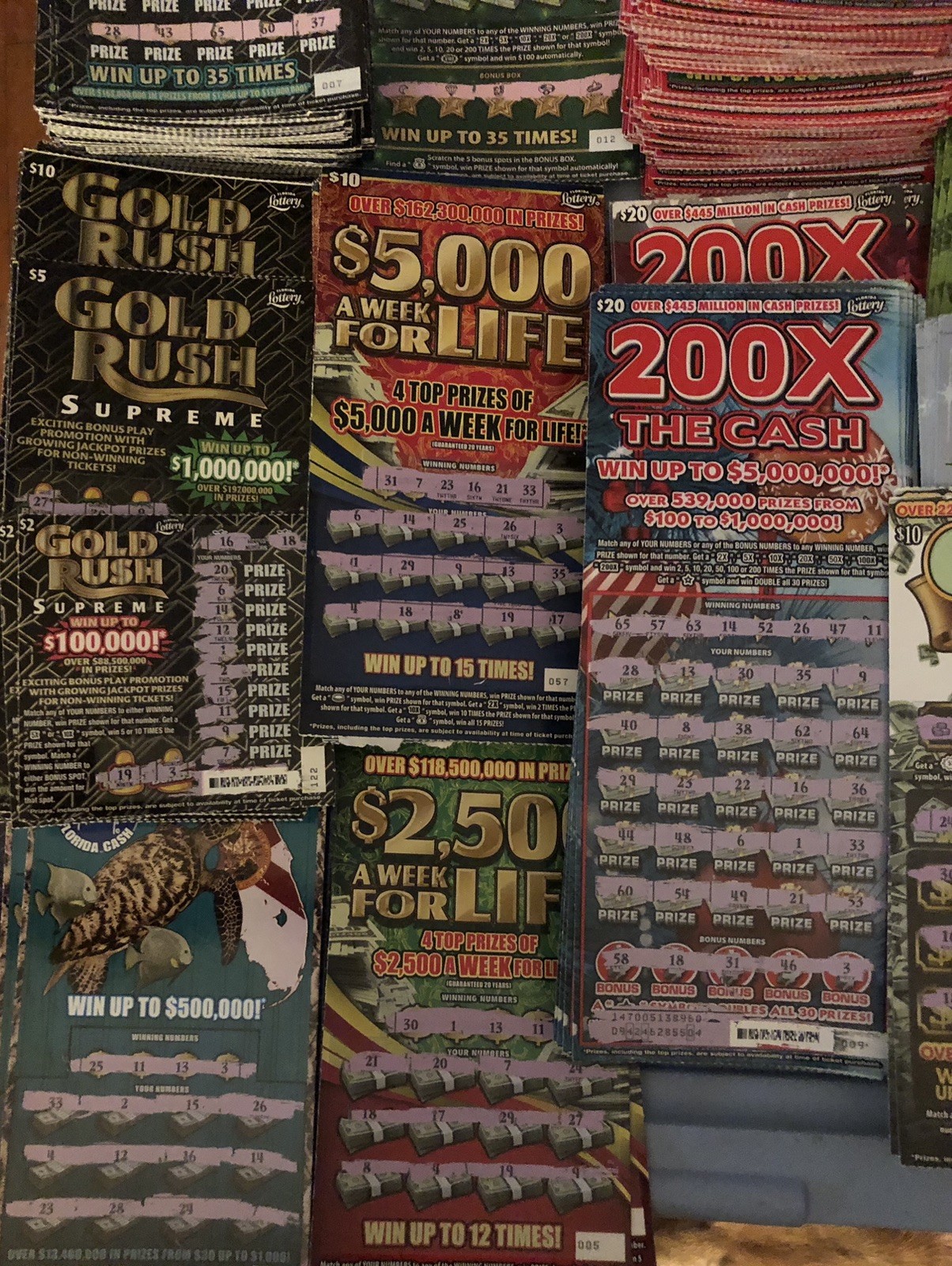 Non-Winning Florida Scratch Off Lottery Tickets $10,389 FV Expired Lot Tax Craft