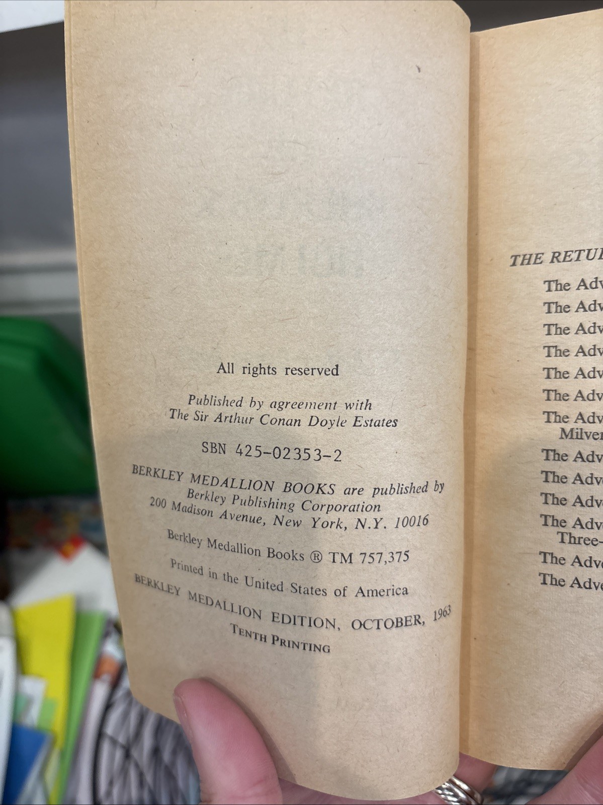 H622 Return Of Sherlock Holmes A C Doyle Berkley Vintage Paperback Book