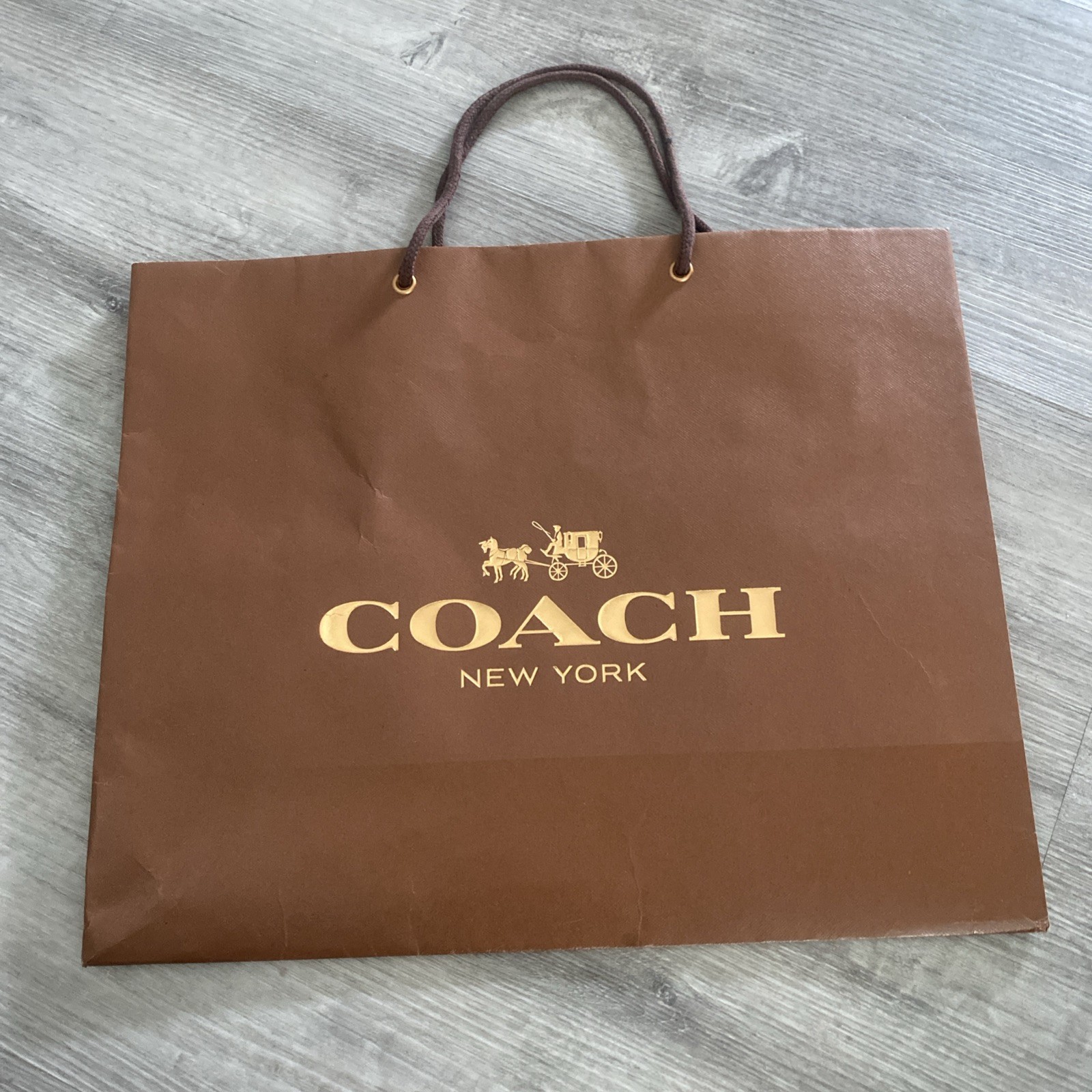 2013 COACH New York Brown With Gold Print Paper Shopping Bag – 13″X16″X6.5″