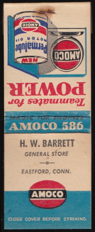 H W Barrett General Store Amoco Gasoline & Oil Eastford CT matchcover
