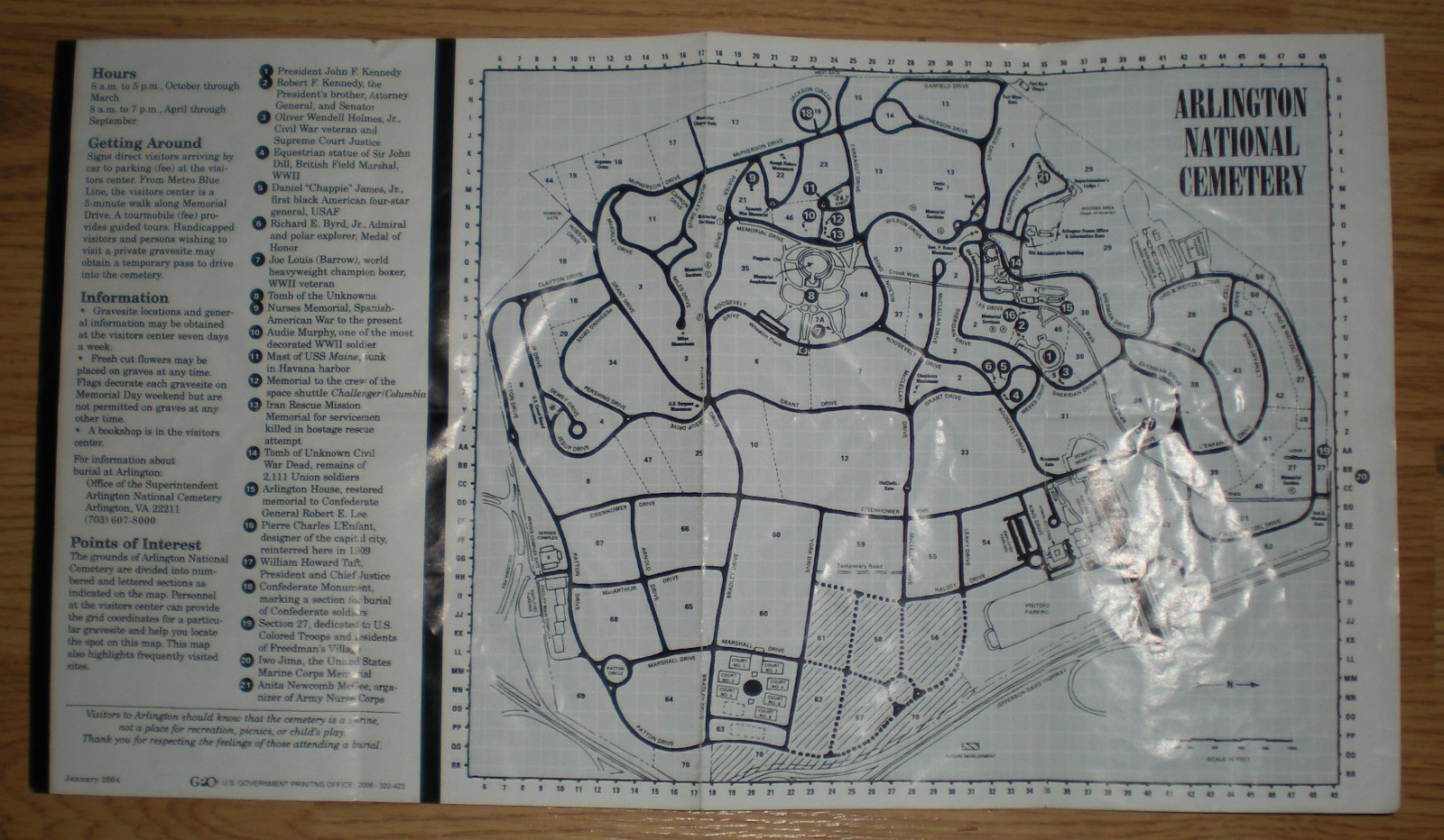 2004 Arlington National Cemetery Park Washington DC Map Guide Travel Brochure