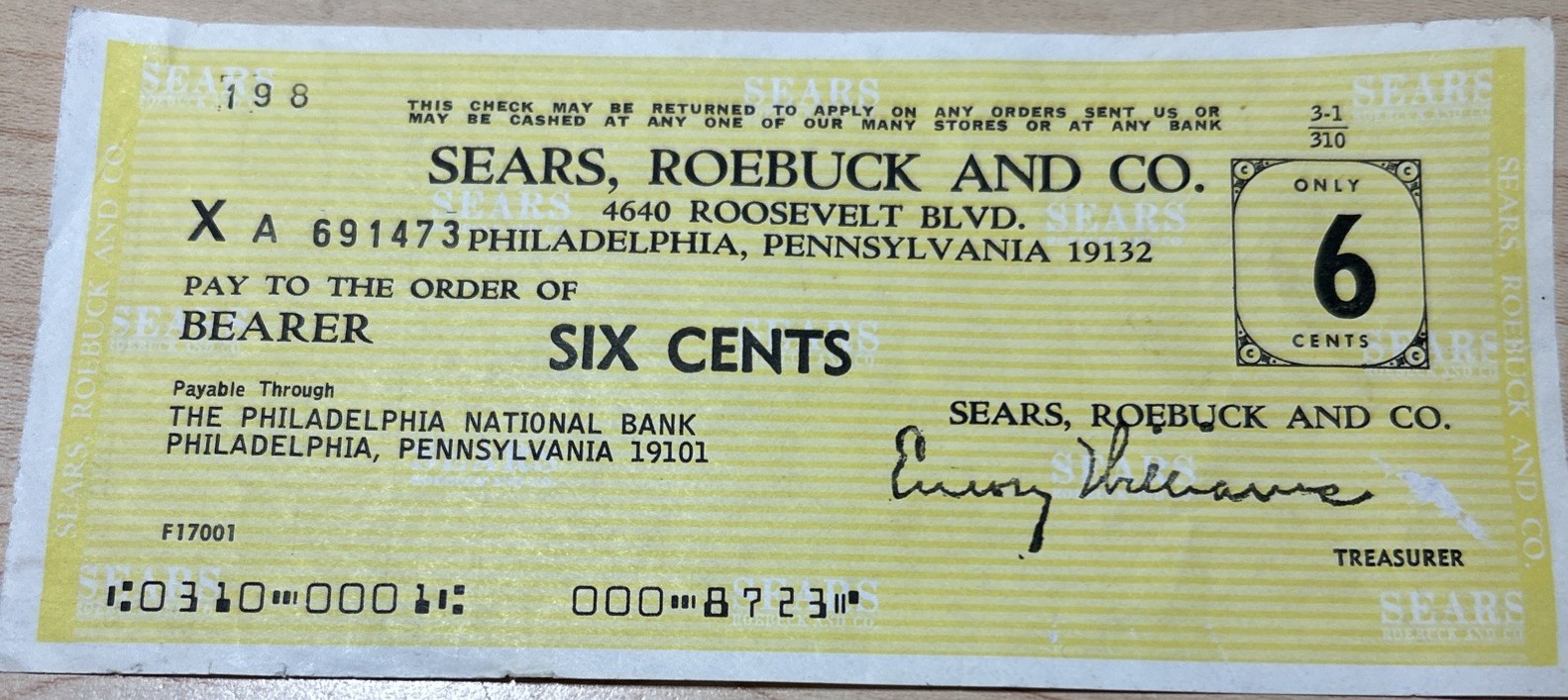 Vintage Sears Roebuck and Co Cash Vouchers, Unsigned, Set of 4