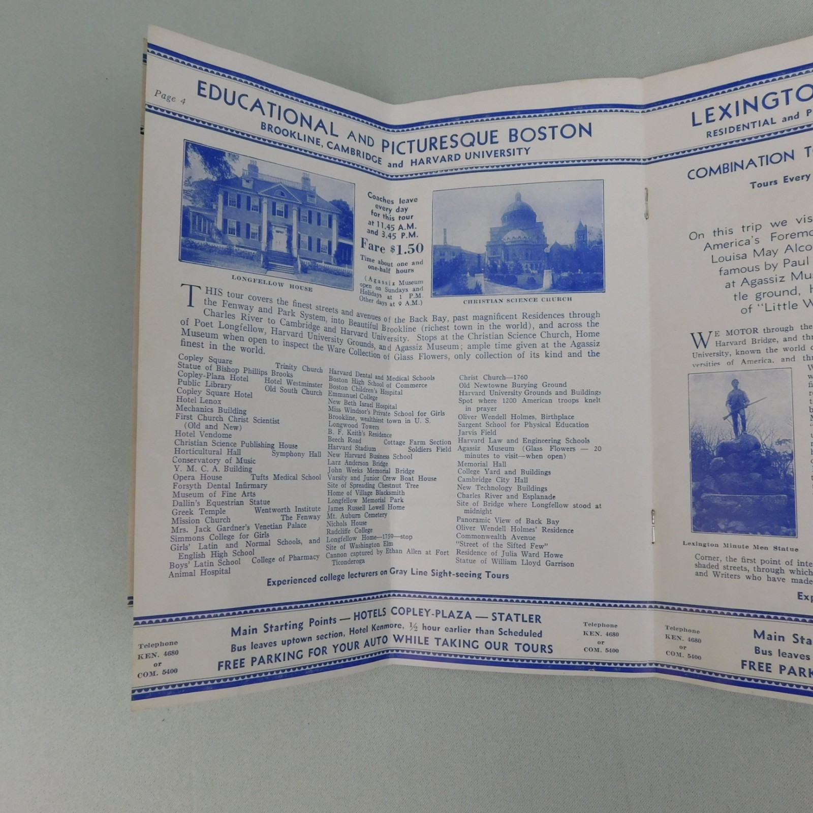 Vintage 1935 Gray Line Boston Sight Seeing Tour Travel Brochure USS Constitution