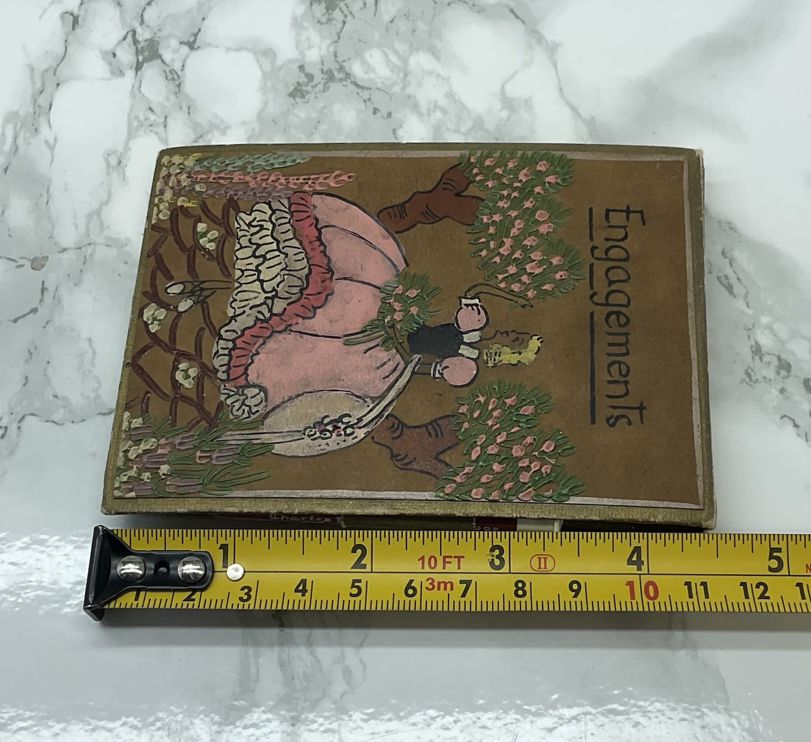 1940s Hand Painted Crinoline Lady Engagement Diary Pad ***READ DESCRIPTION