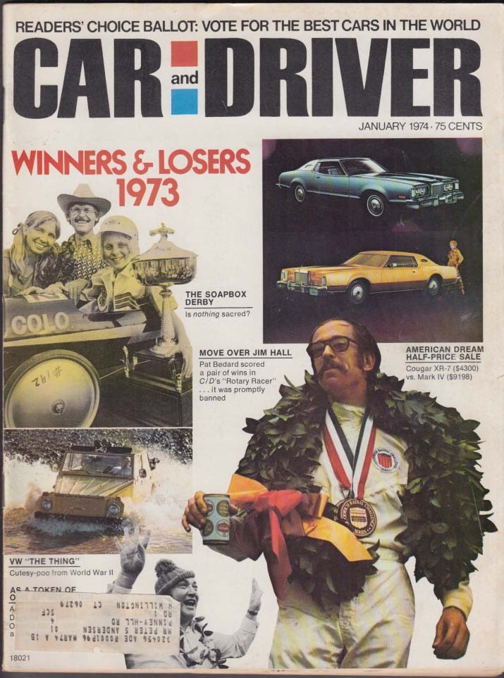 CAR & DRIVER 1 1974 Datsun B-210 Cosworth Vega Chrysler Turbine NASCAR &c