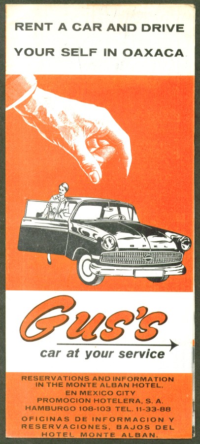 Gus’s Rent a Car Oaxaca Mexico folder 1950s
