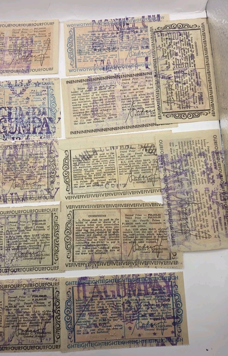 1970s Philippines Paper Collectible Vintage Sweepstakes.Lot Of 17.Used.