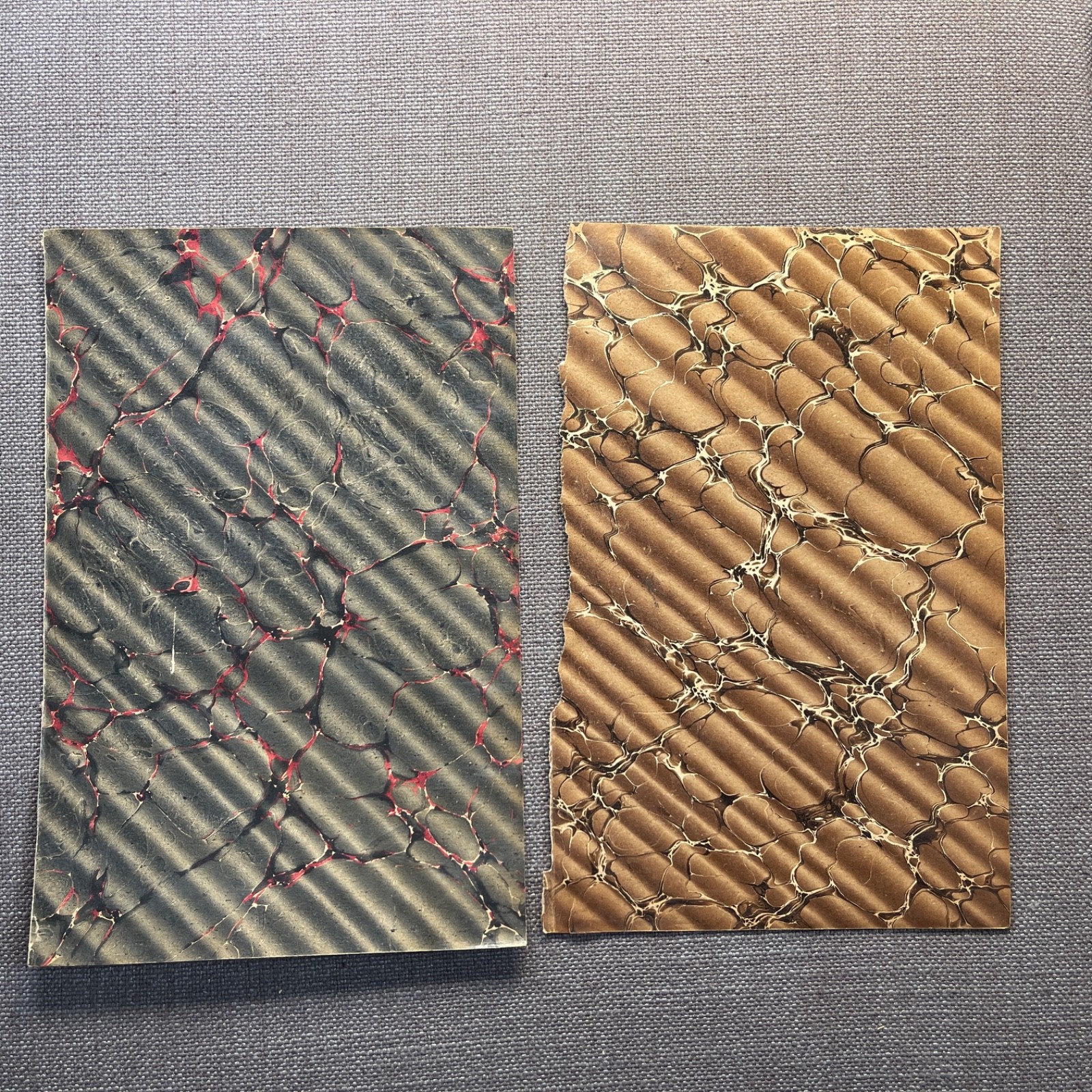 Antique Marbled End Papers Bookbinding Black Brown Red Yellow Blue Lot of 8