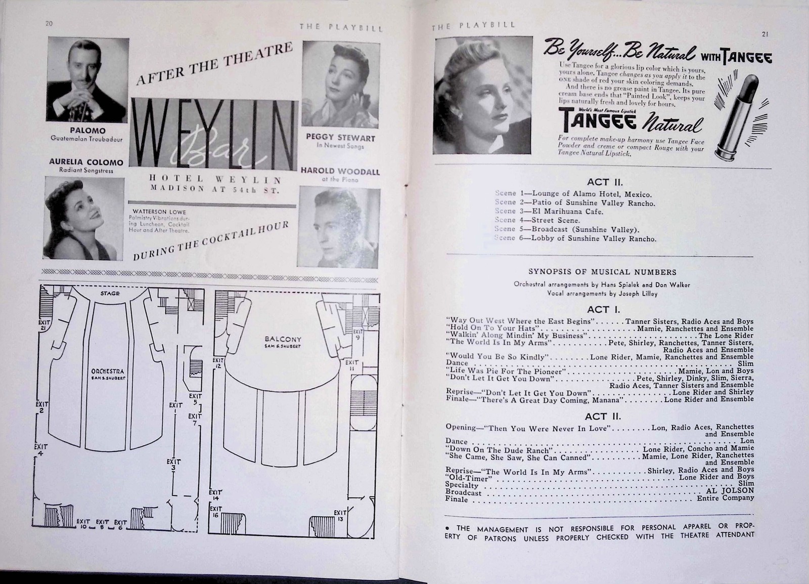 1940s Playbill Sam S Shubert Theatre Broadway NYC Ethel Merman Bob Hope