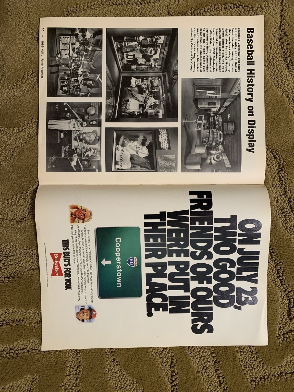 MLB Hall of Fame 50th Annual Program 1989 Yaz Bench Schoendienst Barlick