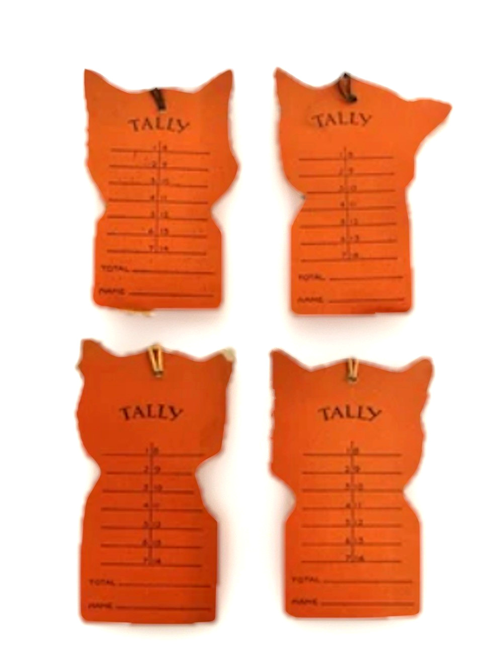 Vintage Halloween Black Cat Bridge Tallies, Set of 4 Die-Cut All Different
