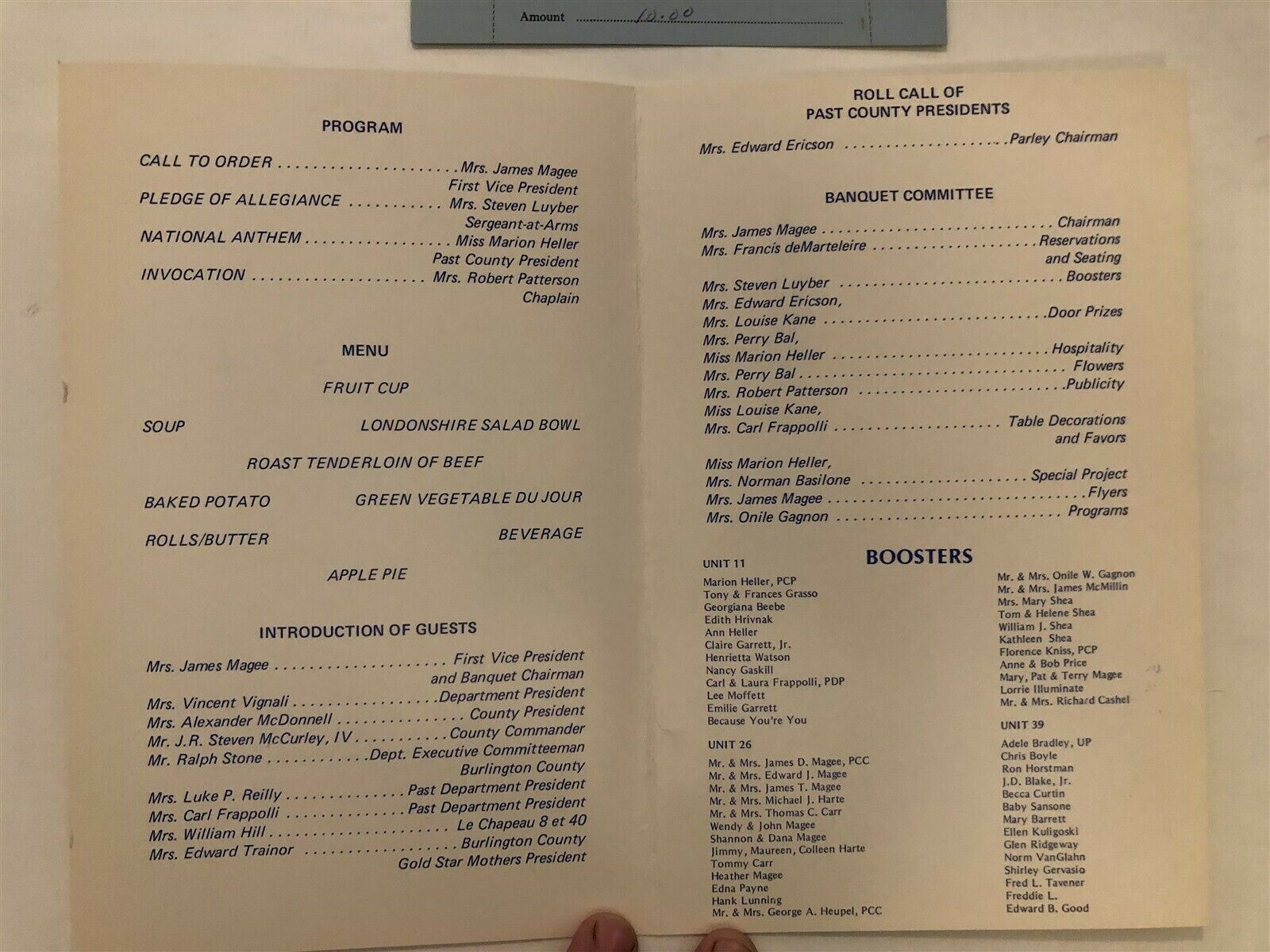 1977 Burlington County American Legion Auxiliary Annual Banquet Program NJ Vtg
