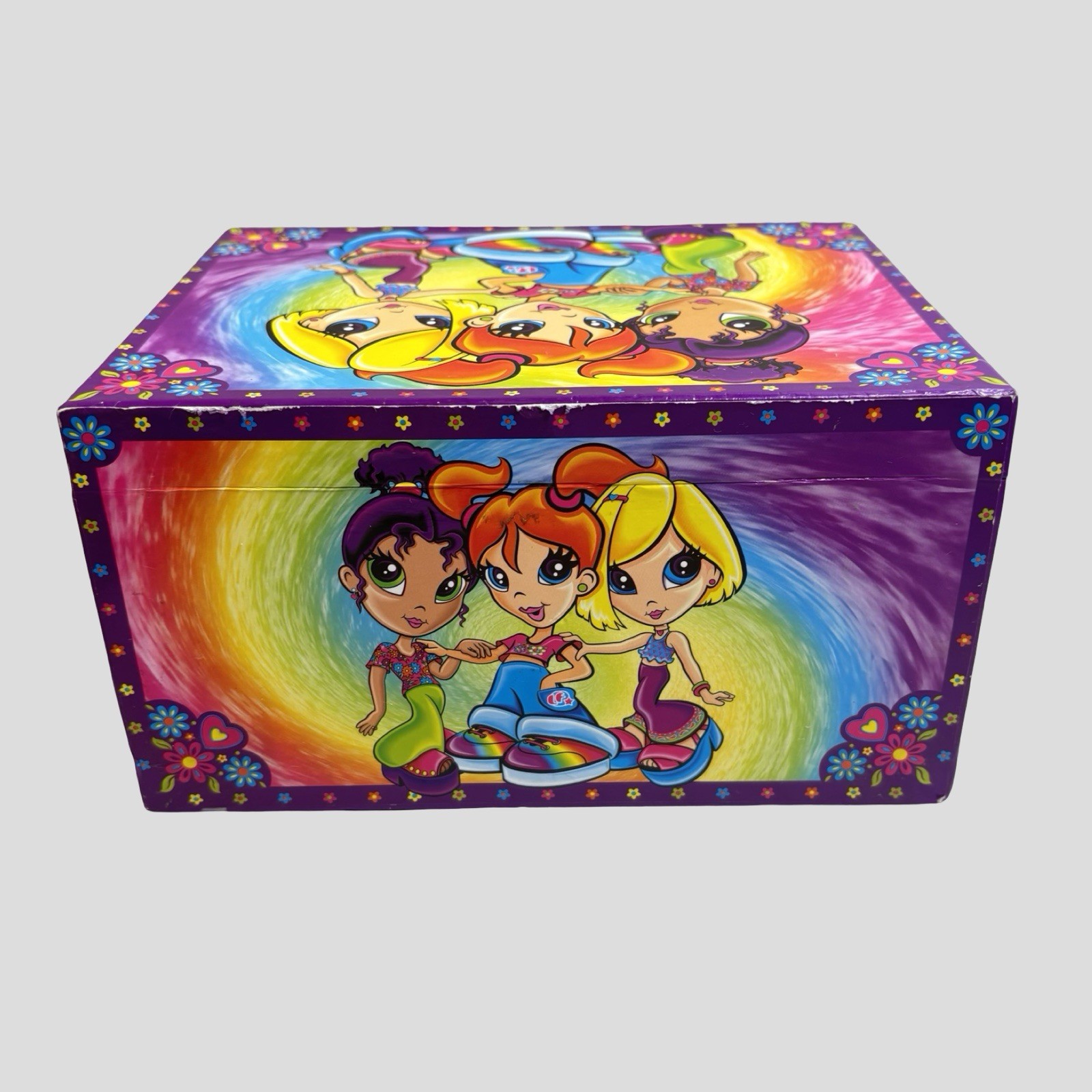 Lisa Frank BFF Girls Rule Stationary Trinket Jewelry Box Neon Rainbow Drawers