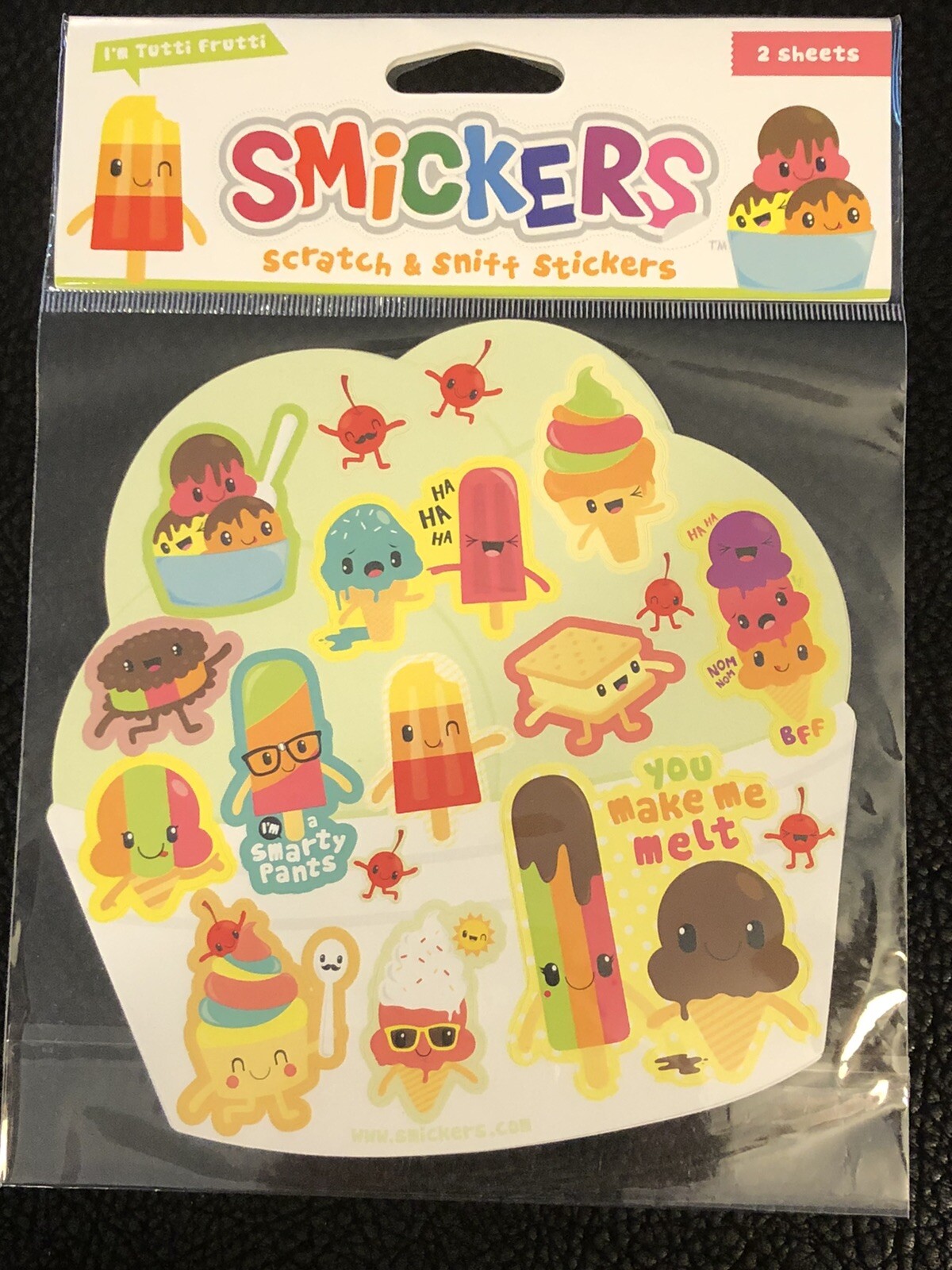 Scratch & Sniff Scented Stickers New Sealed 4 Pack/8 Sheet Smelly Stinky Smicker