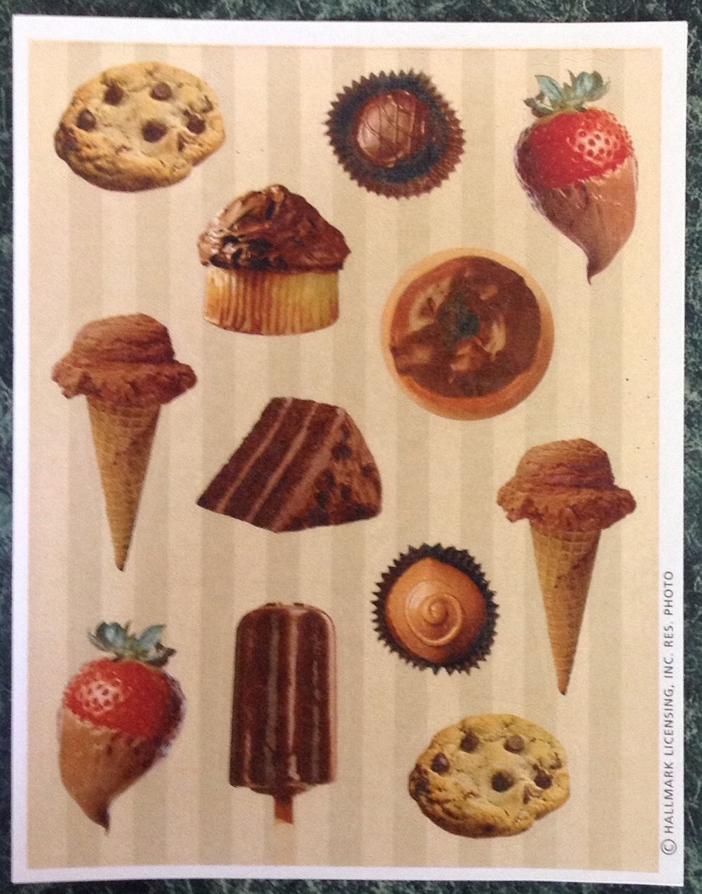 VTG 80s Hallmark CHOCOLATE Matte Scratch & Sniff Cookie Food Sheet Stickers RARE