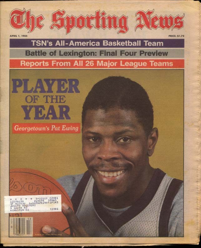 SPORTING NEWS 4/1 1985 Patrick Ewing All-America Basketball Final 4 prevue