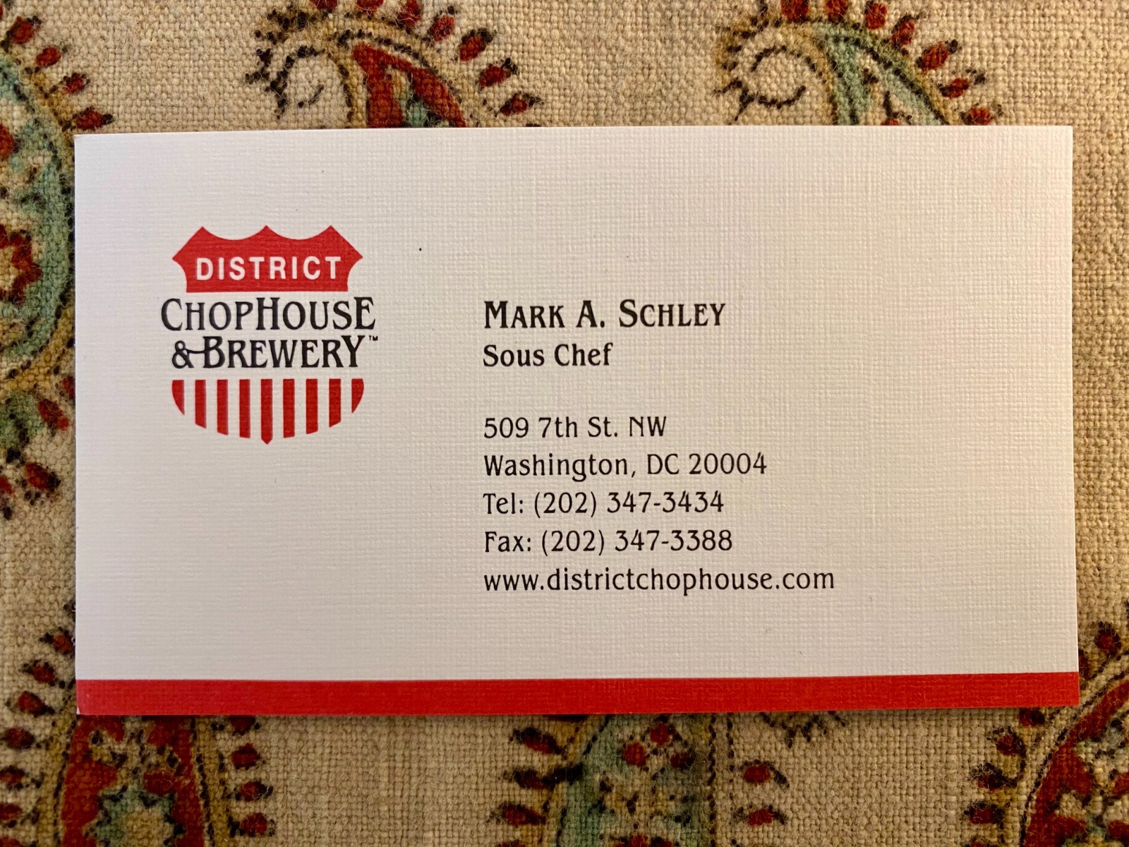 Collection of 8 Vintage Business Cards from District Chophouse & Brewery (c2002)