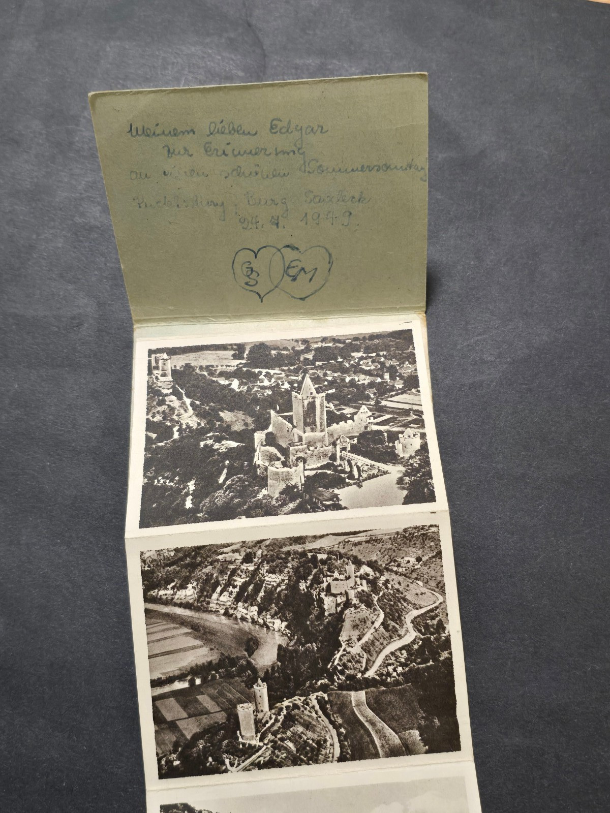 German Third Reich Era Pull-Out 10 Photo Booklet Castle Views c1930s-1940s