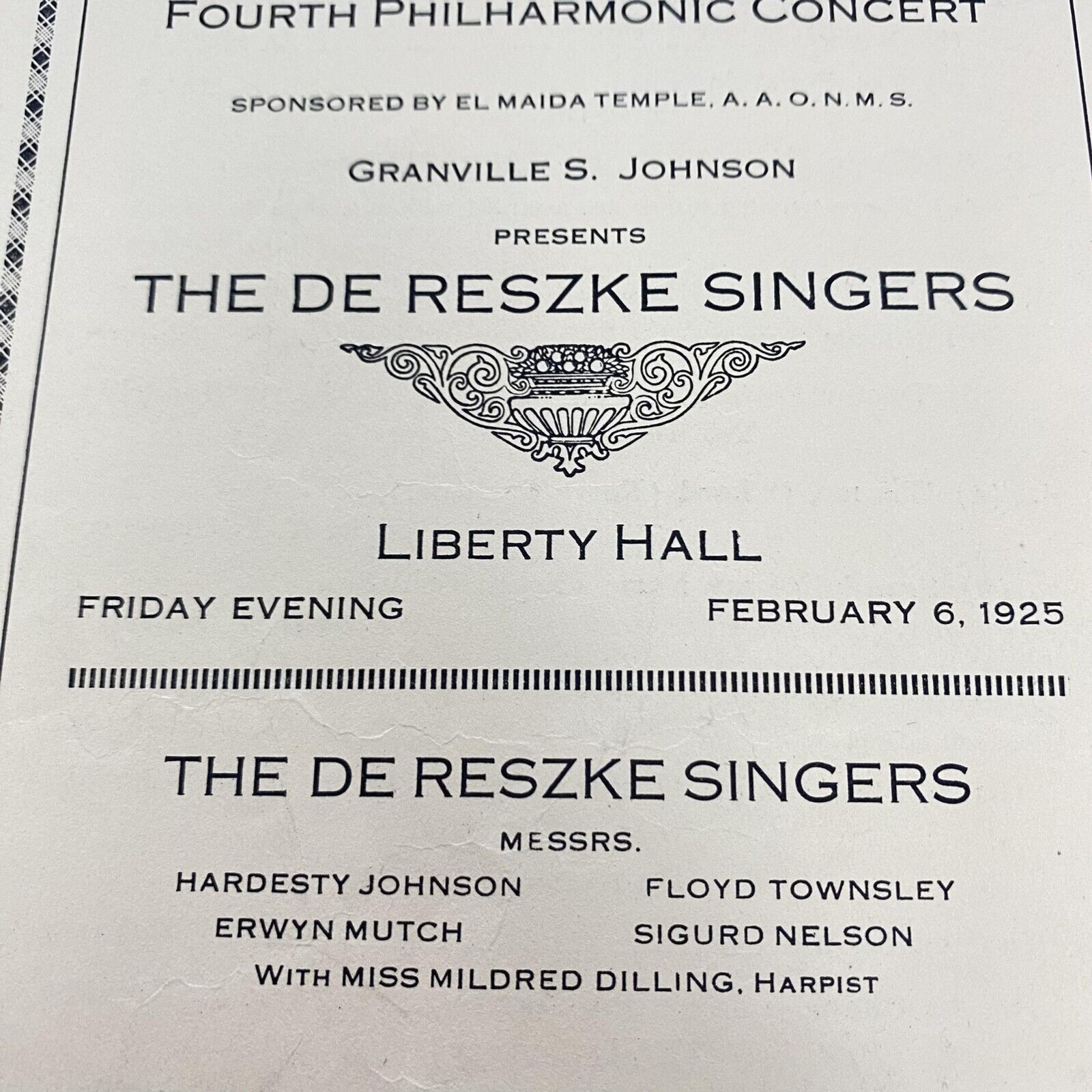 The De Reszke Singers The Fourth Philharmonic Concert Liberty Hall Feb 6 1925