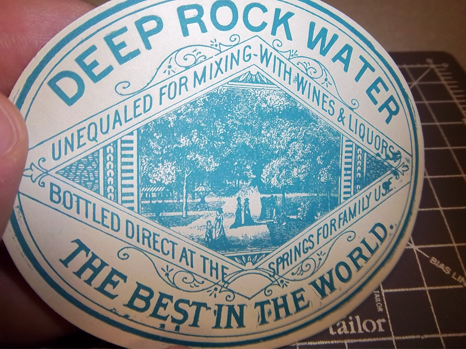 Vintage Original label, 1865 civil war era DEEP ROCK WATER label, very RARE!