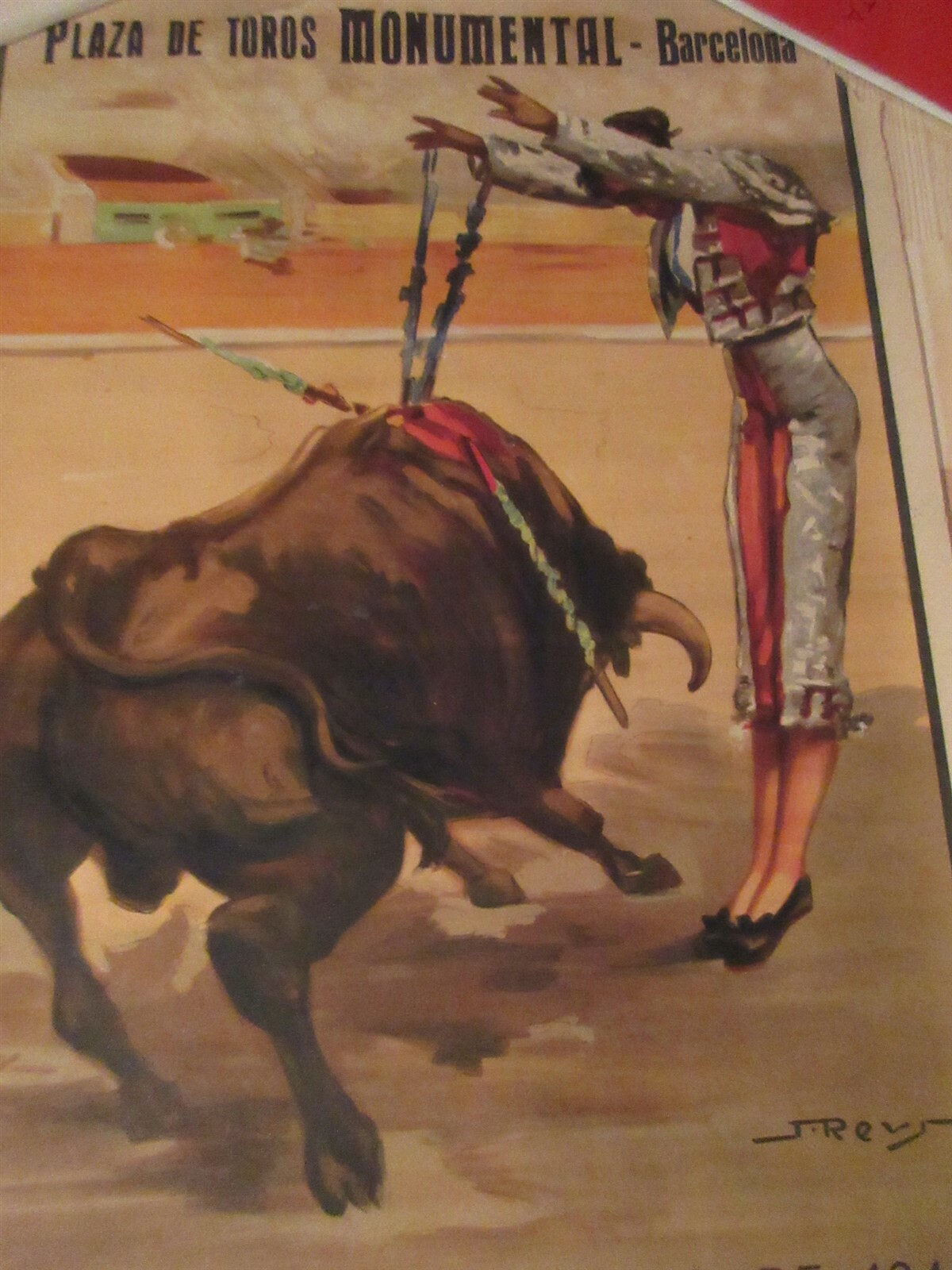 Spanish Bullfighting original Poster at Plaza De Toros de Barcelona May 24, 1942