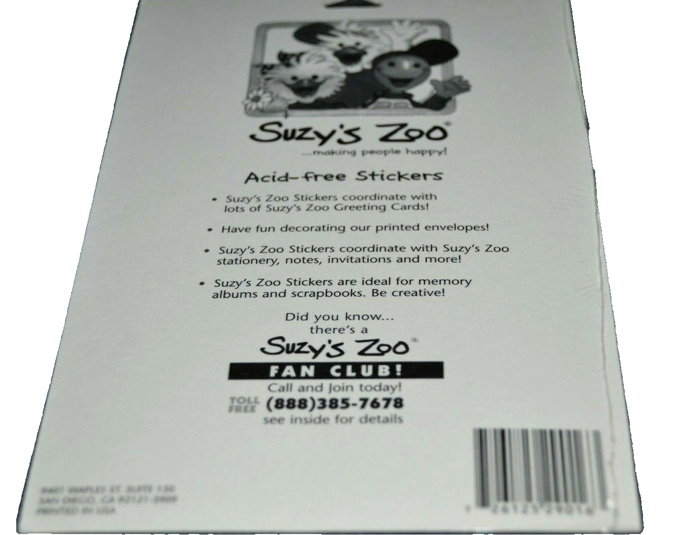 SUZY’S ZOO Stickers 4 Sheets SNAIL TIGER TURTLE PENGUIN 9626 Sealed! Vintage