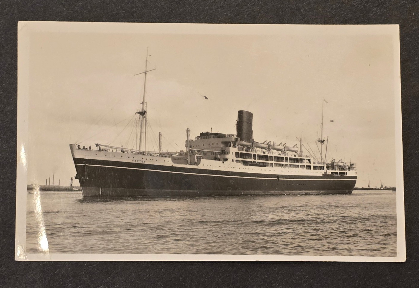 RPPC Ocean Liner RMS Canton. P. & O. Lines Real Photo Postcard UK c1910s