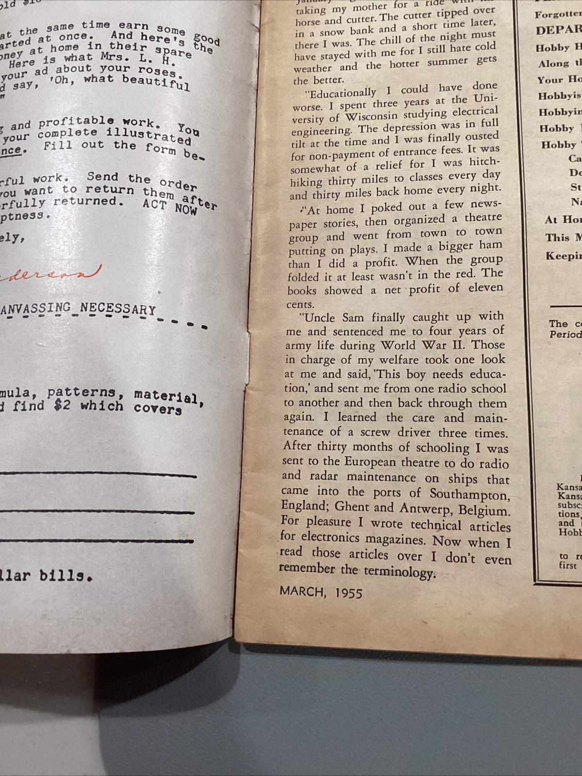 1955 Profitable Hobbies Mailer Magazine Meet Man With 800 Banks